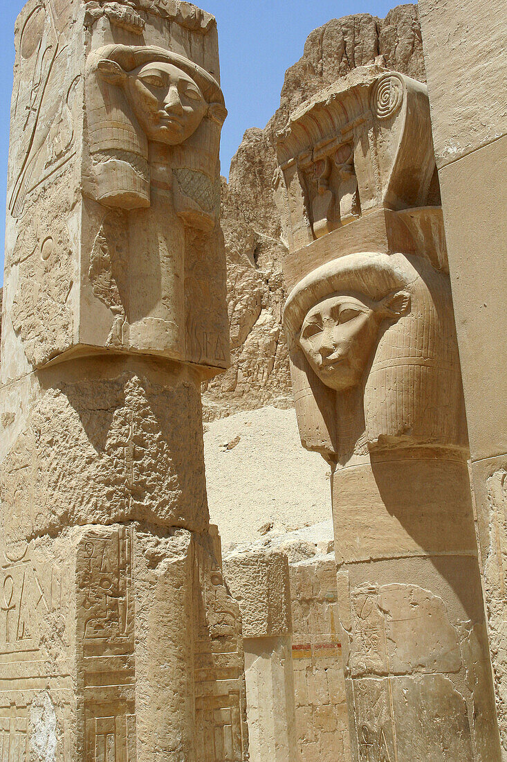 Goddess hathor, Temple of Queen Hatshepsut Deir el-Bahri, luxor Thebes, Egypt