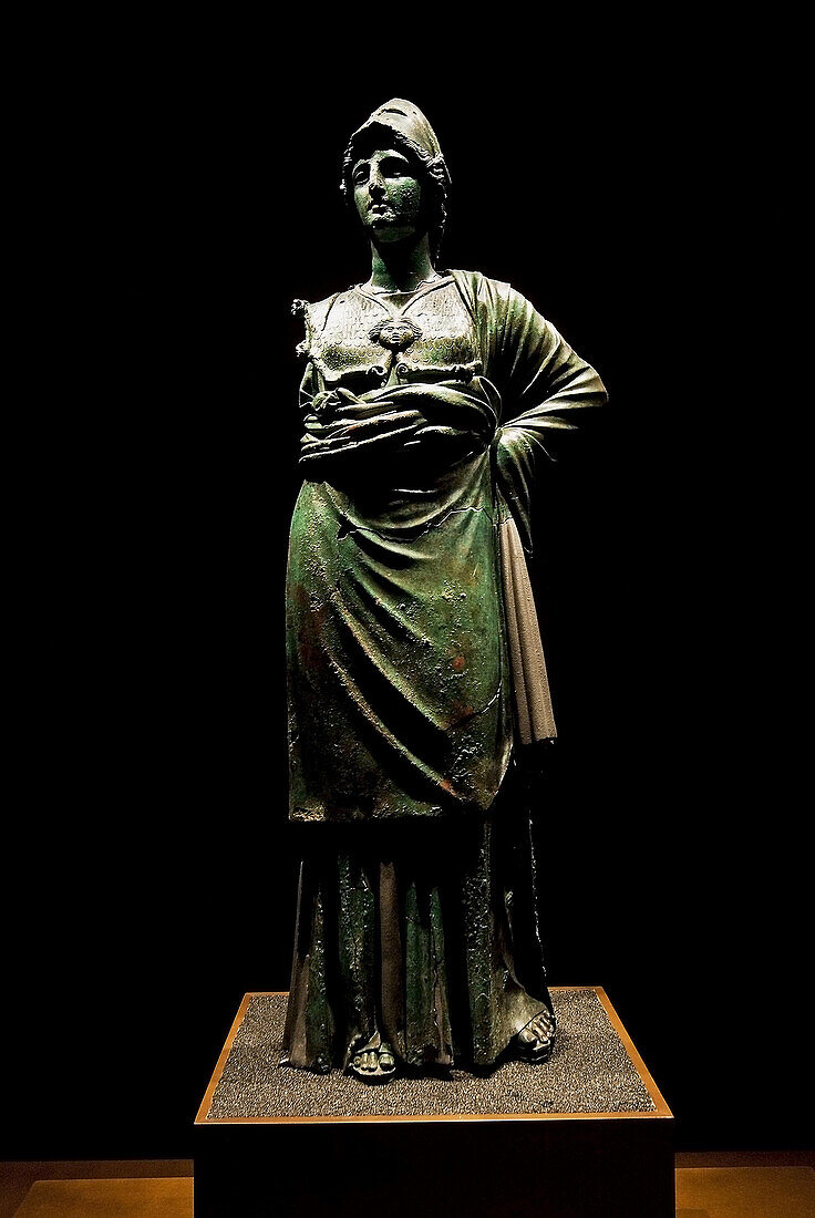 Bronze statue of the Roman Goddess Minerva (4th century BC), Arezzo, Tuscany, Italy