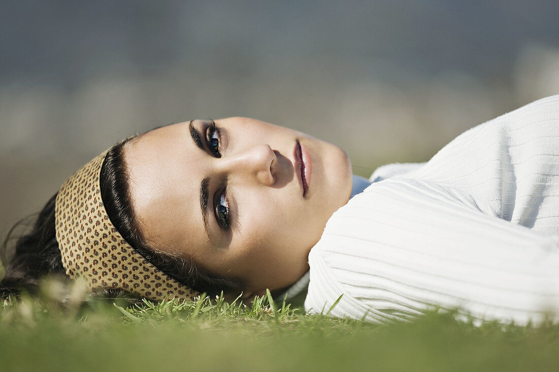 portrait of a young woman in the countryside