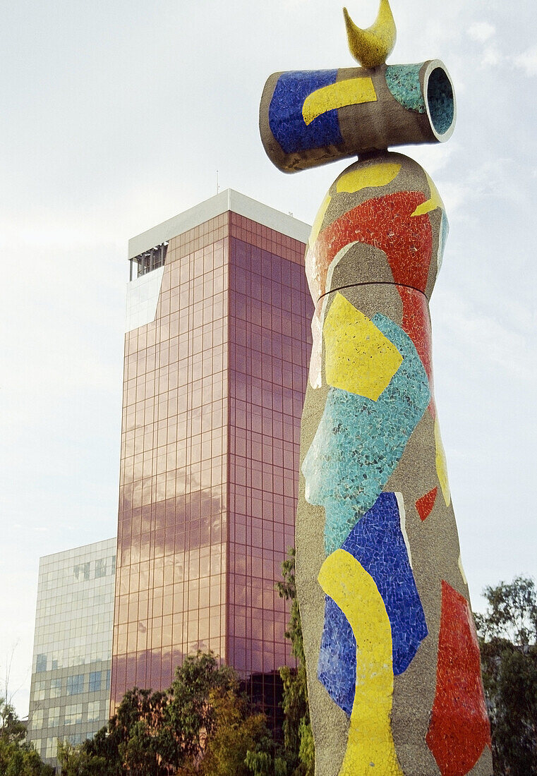 Woman and Bird  Sculpture by Joan Miró  Joan Miró park  Barcelona  Catalonia  Spain