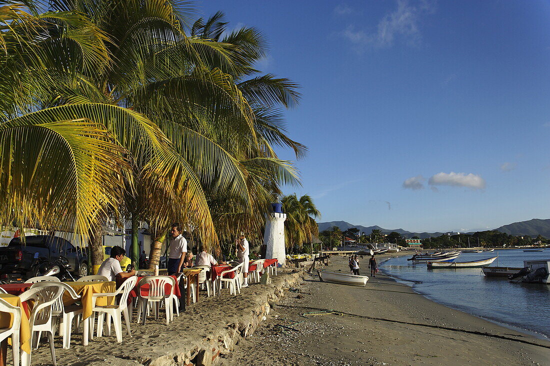 Open-air restaurant at promenade, Juangriego, Isla Margarita, Nueva Esparta, Venezuela