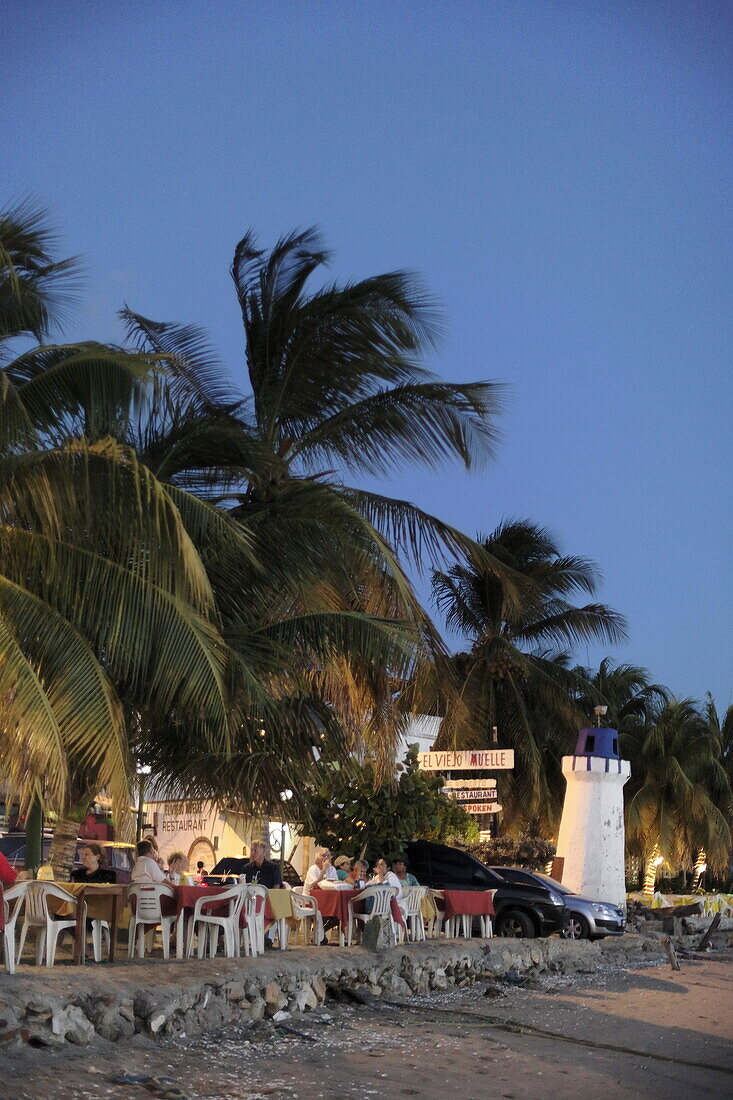 Open-air restaurant at promenade, Juangriego, Isla Margarita, Nueva Esparta, Venezuela
