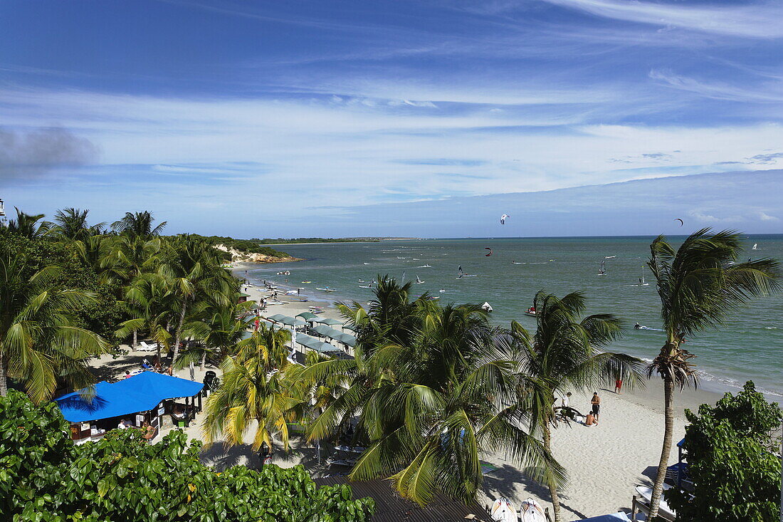 Blick über Playa El Yaque, Isla Margarita, Nueva Esparta, Venezuela