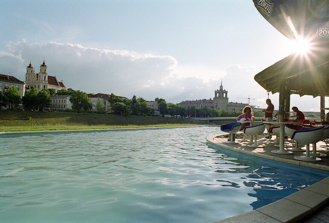 Pool bar along the river Neris, Vilnius, Lithuania