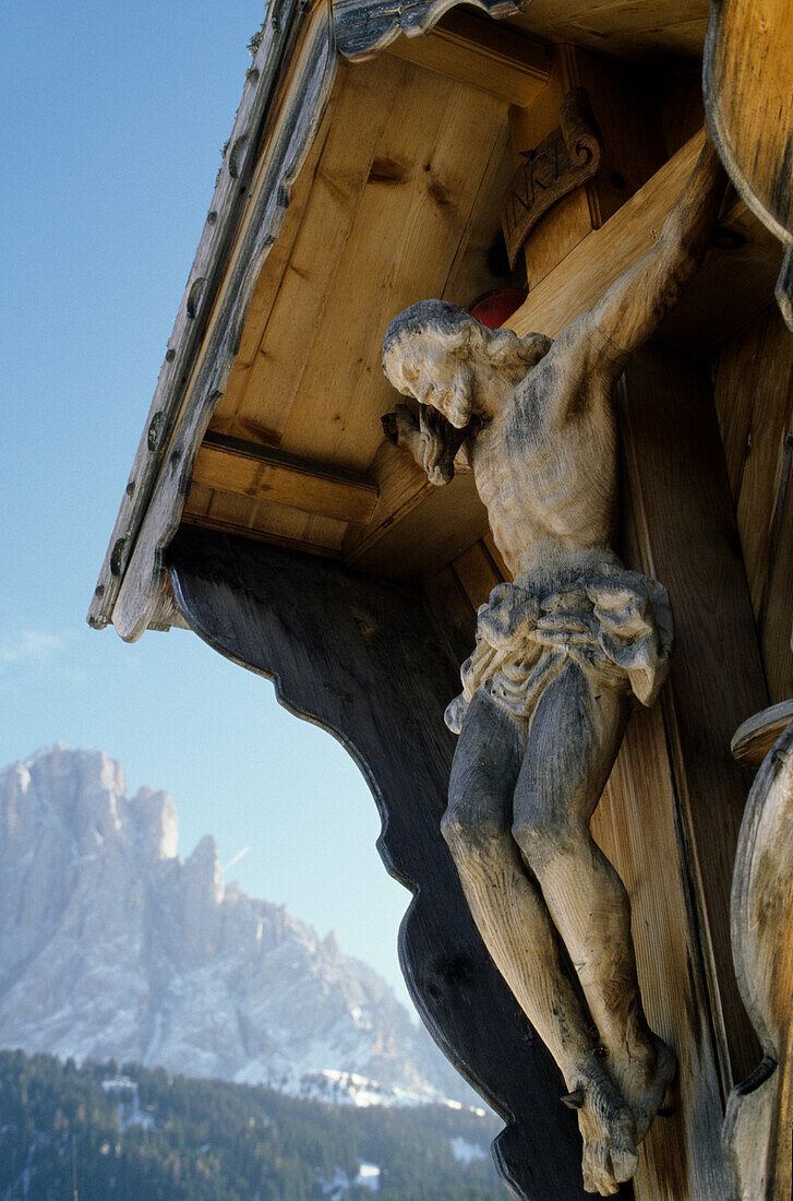 Wayside cross, Sella, Seiseralm, Dolomites, South Tyrol, Italy