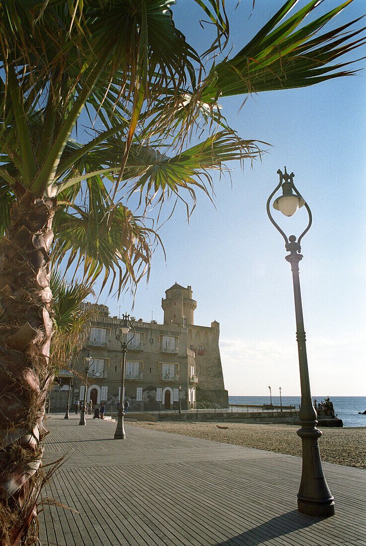 Beach and promenade, Santa Maria di Castellabate, Castellabate, Cilento, Italy