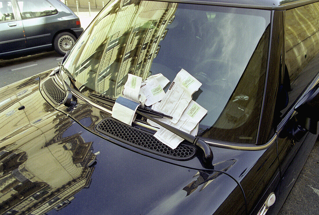 Fine on a windshield, Paris, France