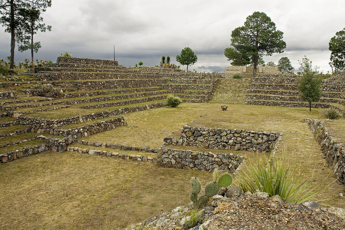 Archaeological site. Cantona, Puebla, Mexico.
