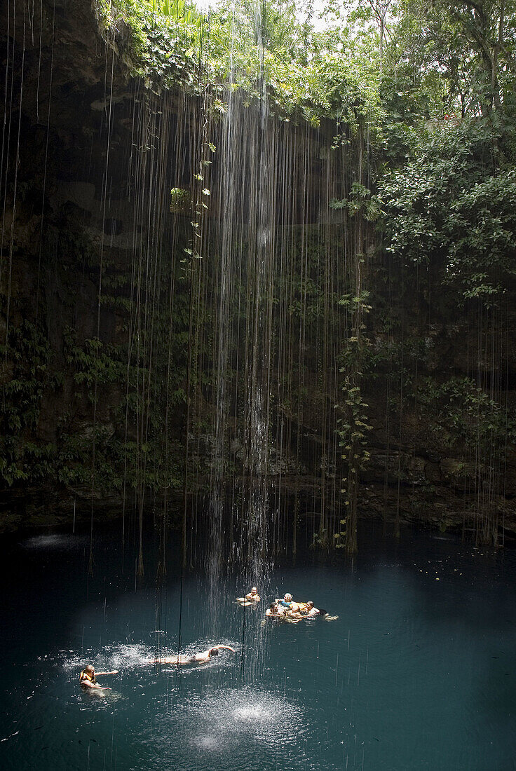 Ik-kil or Blue cenote. Yucatan, Mexico.