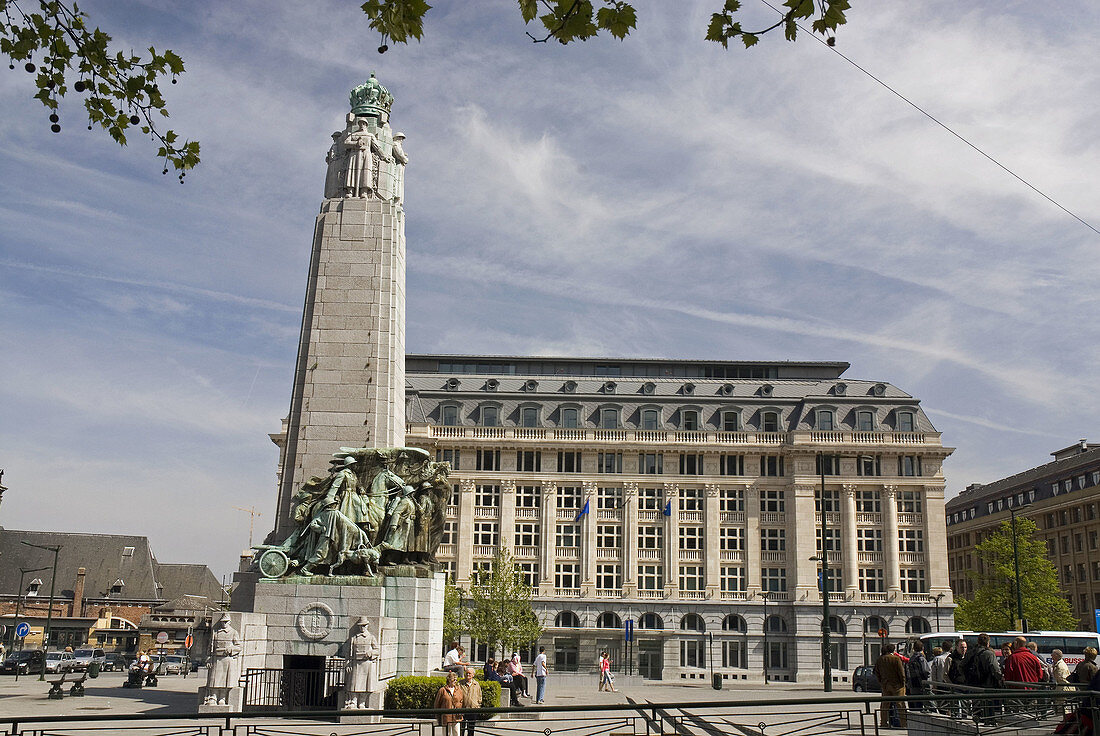 War memorial monument in Poelaert Square, Brussels. Belgium