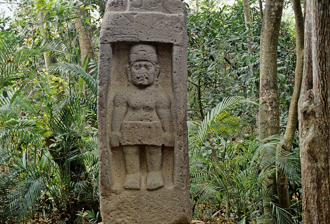 Olmec stela at the La Venta Park. Villahermosa, Tabasco state, Mexico