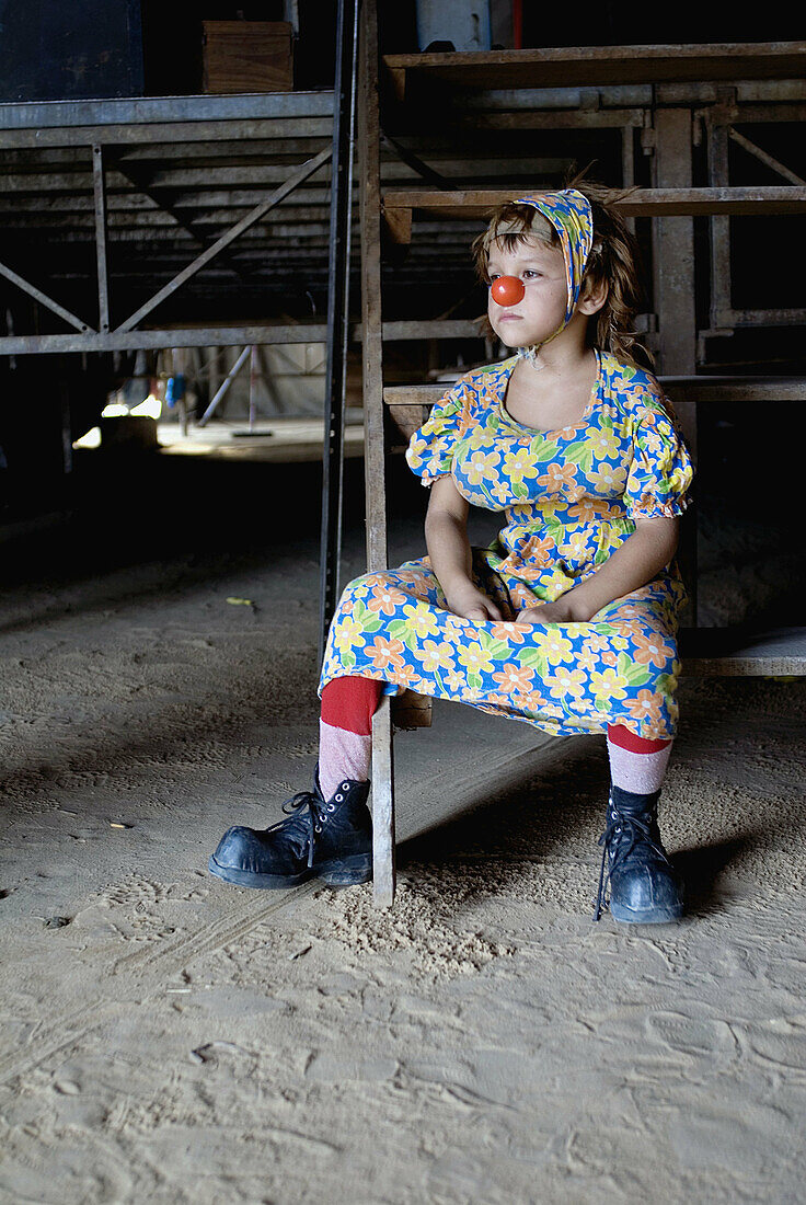 Giorgio Lavalovich, six years old, is clown and he comes from a long family tradition in the circus. Santarém. Amazonas. Brazil.