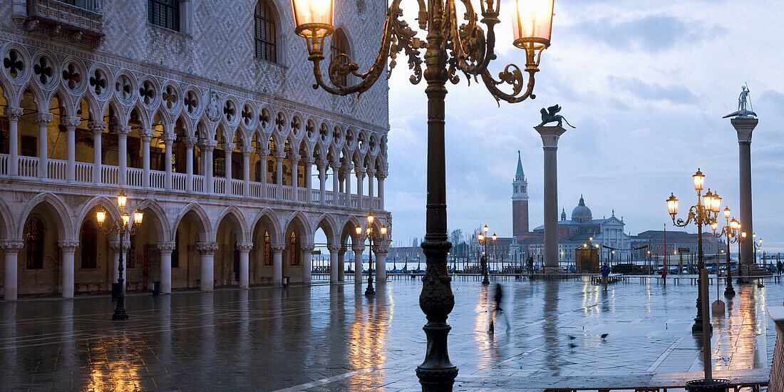 Acqua alta (high water) in Piazza San Marco,  Venice. Veneto,  Italy