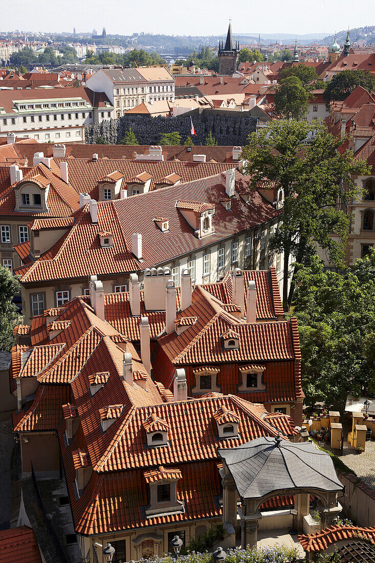 Prag von den Gärten des Wallenstein-Palastes aus gesehen, Mala Strana, Prag, Tschechische Republik