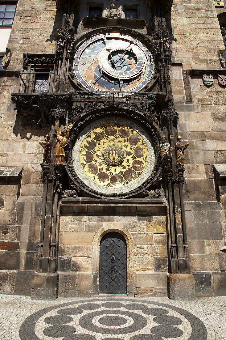 Astronomical clock on the Old Town City Hall, Staromestske Namesti (Old Town Square), Prague, Czech Republic