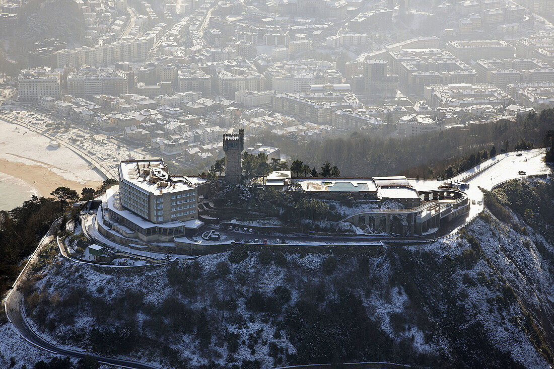 Berg Igeldo, Schnee, Donostia (auch bekannt als San Sebastian). Guipuzcoa, Baskenland, Spanien