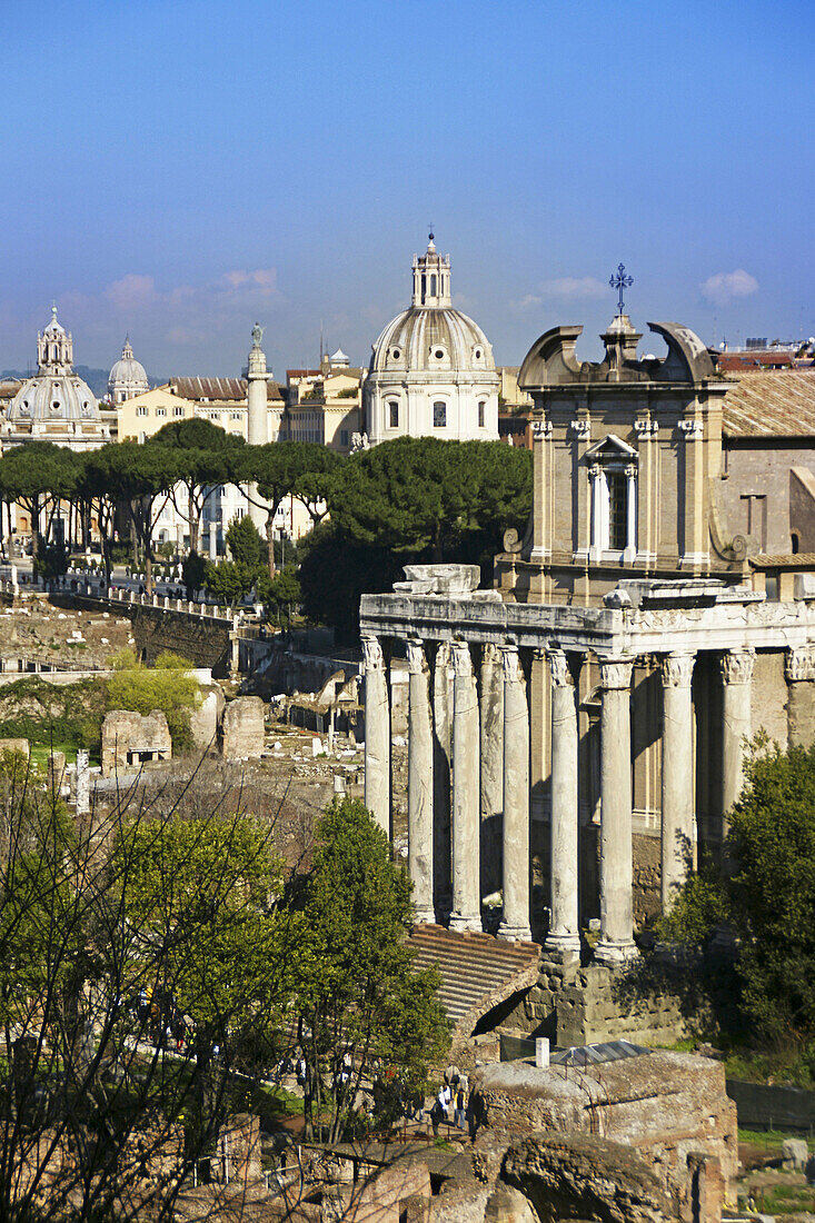 Italy. Rome. View of the Forum from the Palatine hill.