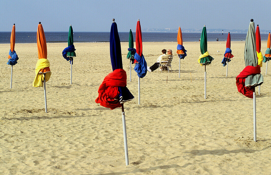 End of season,  beach of Deauville. Calvados,  Normandy,  France