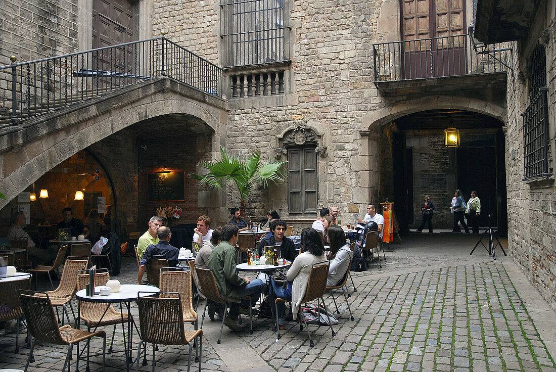 Courtyard cafe, Barcelona, Catalonia, Spain