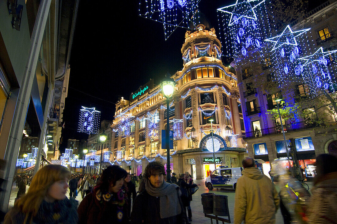 Christmas lights at Portal de l´Àngel,  Barcelona  Catalonia,  Spain