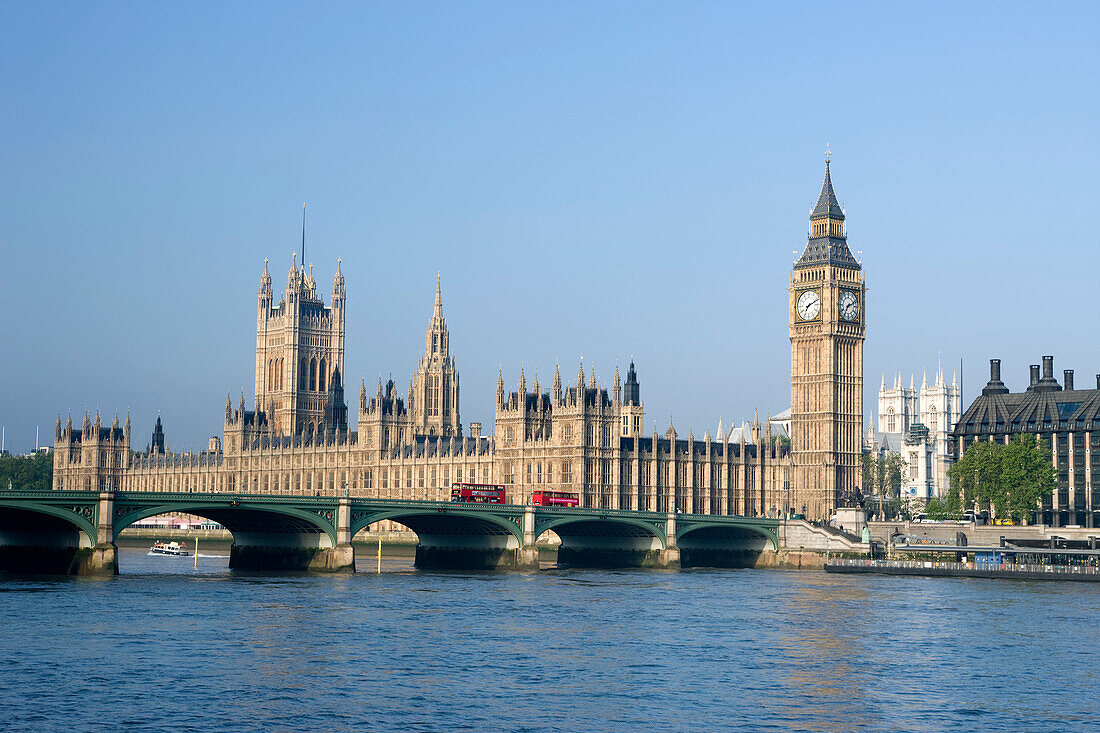 Houses of parliament  Westminster bridge  River thames  London  England  UK