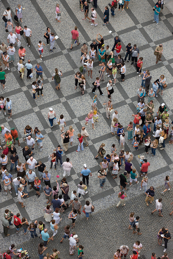 Crowd old town square staromestske namesti. Prague. Czech Republic.