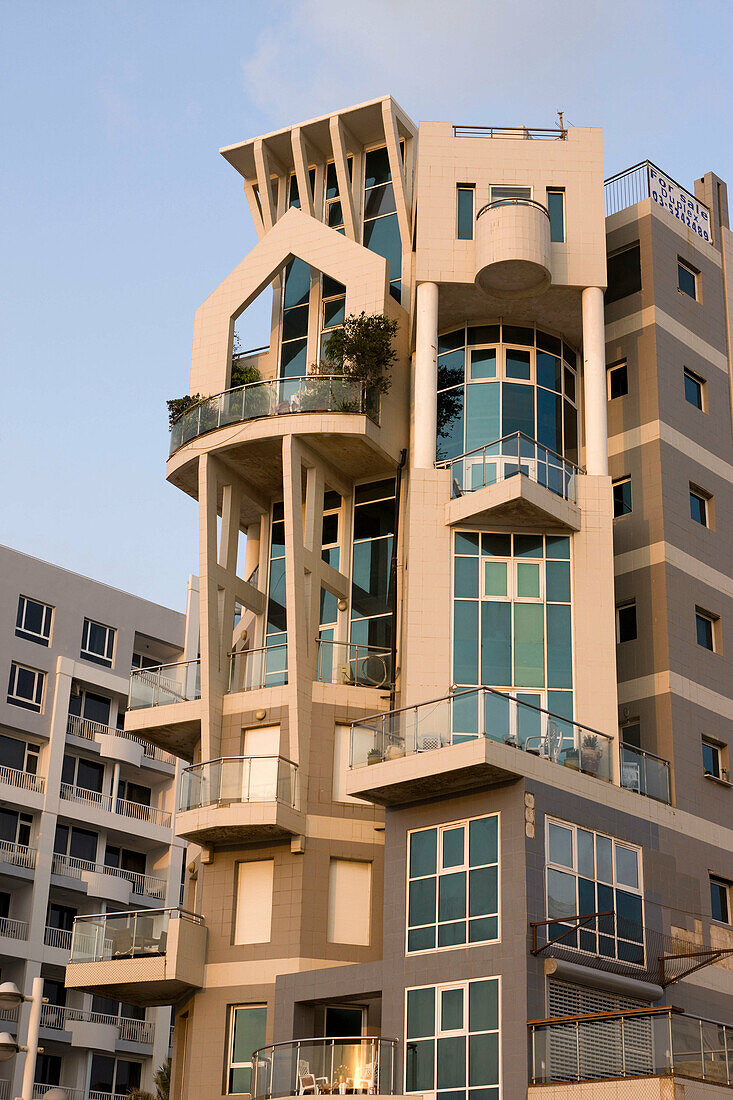 Modern apartment building herbert samuel esplanade. Tel aviv. Israel.