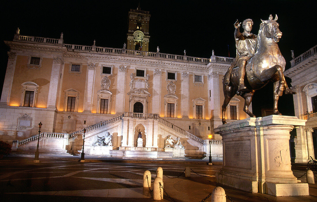 Statue of Emperor Marcus Aurelius in Piazza del Campidoglio, Rome. Italy