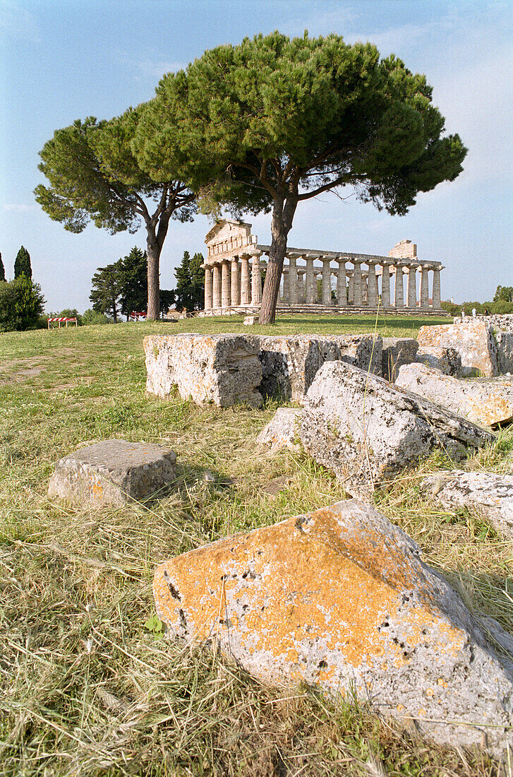 Temple of Hera, Archeological excavation in Paestum, Castellabate, Cilento, Italy