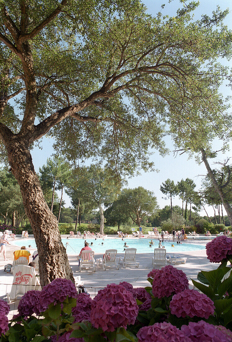Swimming pool in a holiday resort, Moliets, Aquitaine, France
