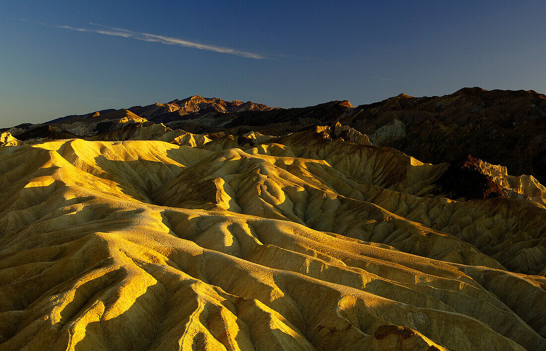 Desert in the evening light, Zabriskie Point, Death Valley, California, USA, America