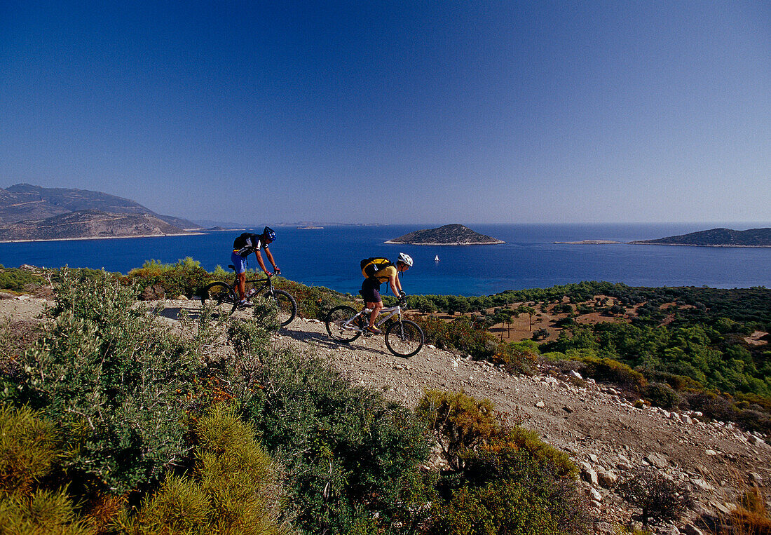 Mountainbikers at lycian coast, Turkey