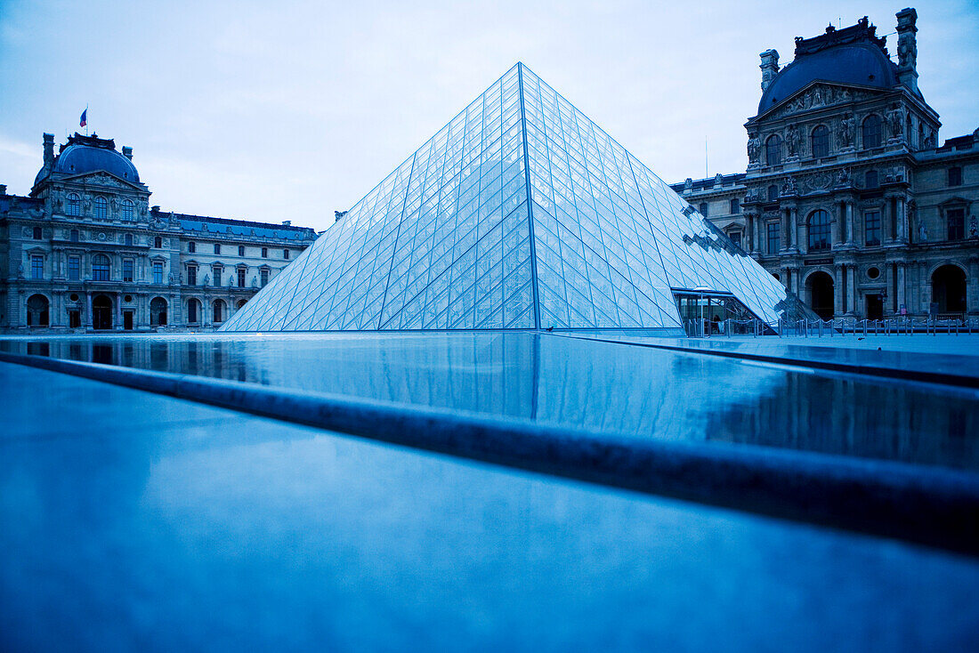 The Louvre museum with the Louvre Pyramid, Paris, France