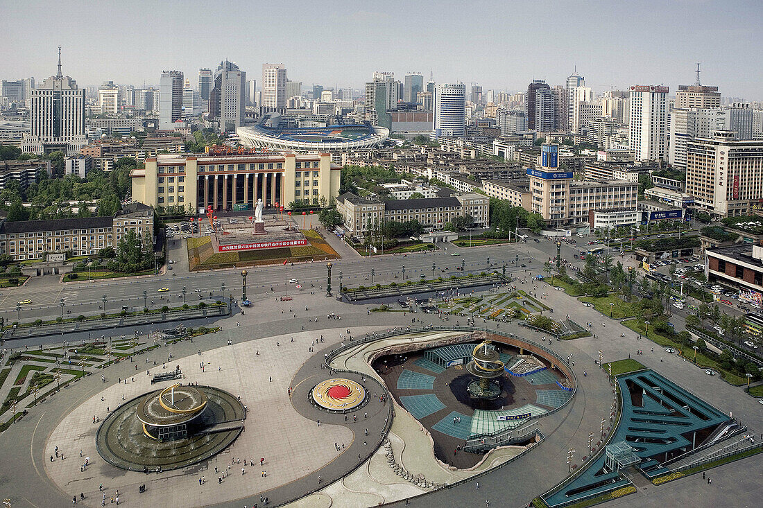 China-April 2008. Sichuan Province-Chengdu City. Peoples Square