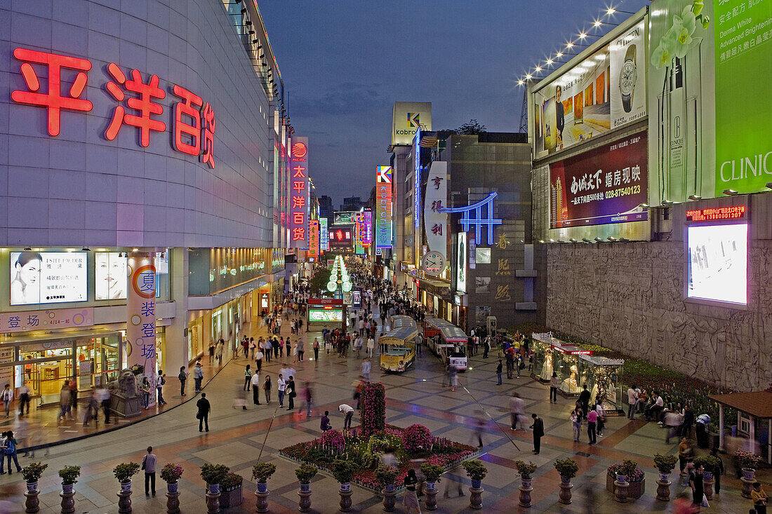 China-April 2008. Sichuan Province-Chengdu City. Down Town Chengdu city-Main shopping Street