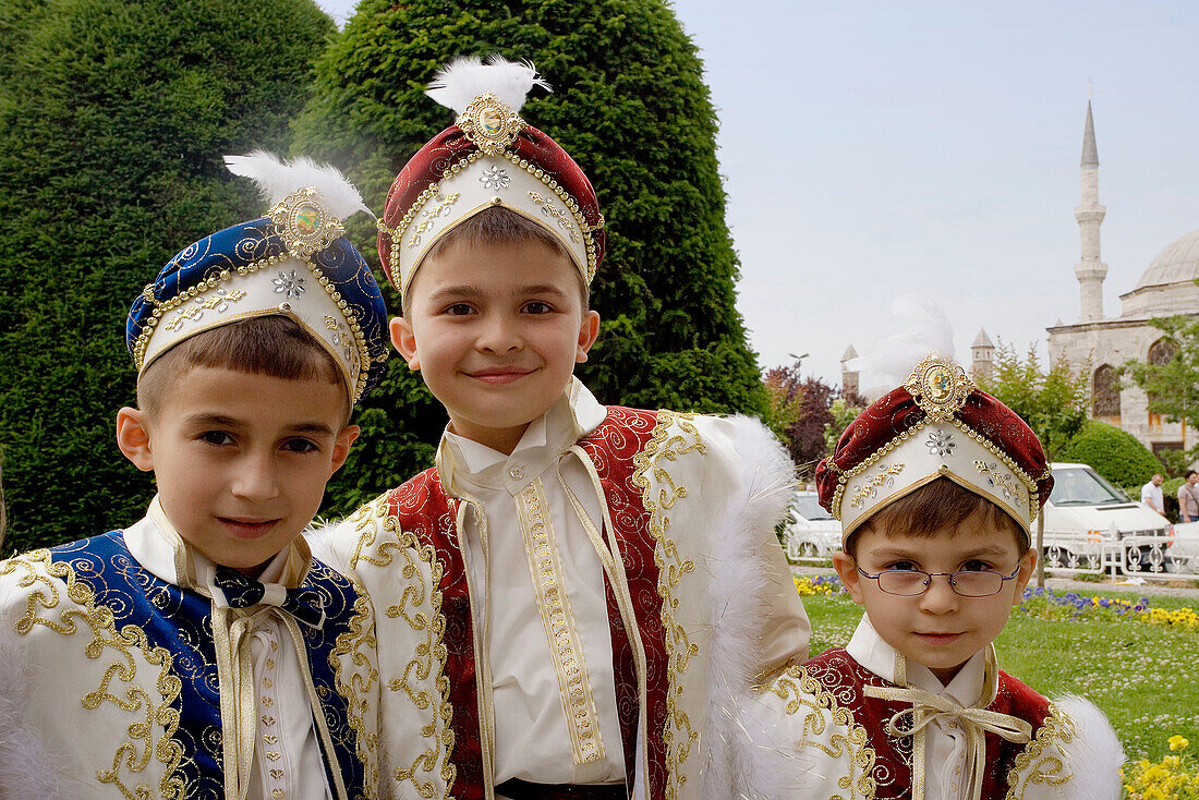 Boys celebrating Circumcision Day,  Istanbul,  Turkey