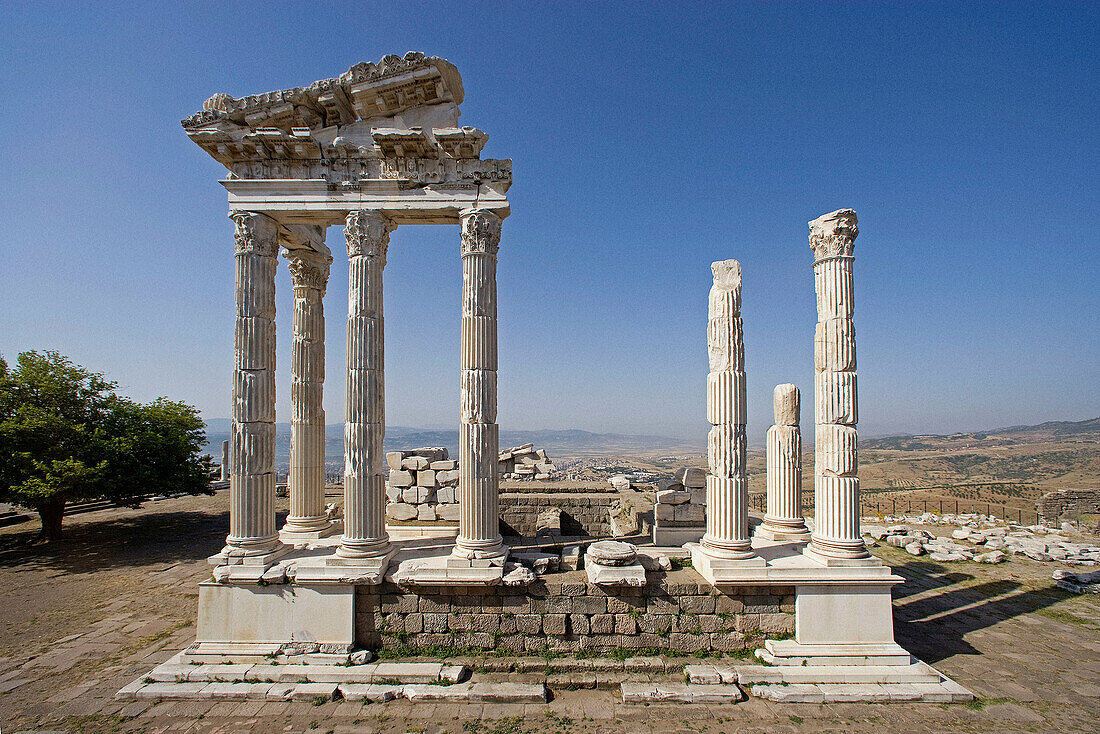 Temple of Trajan in Acropolis,  ruins of Pergamon,  Turkey