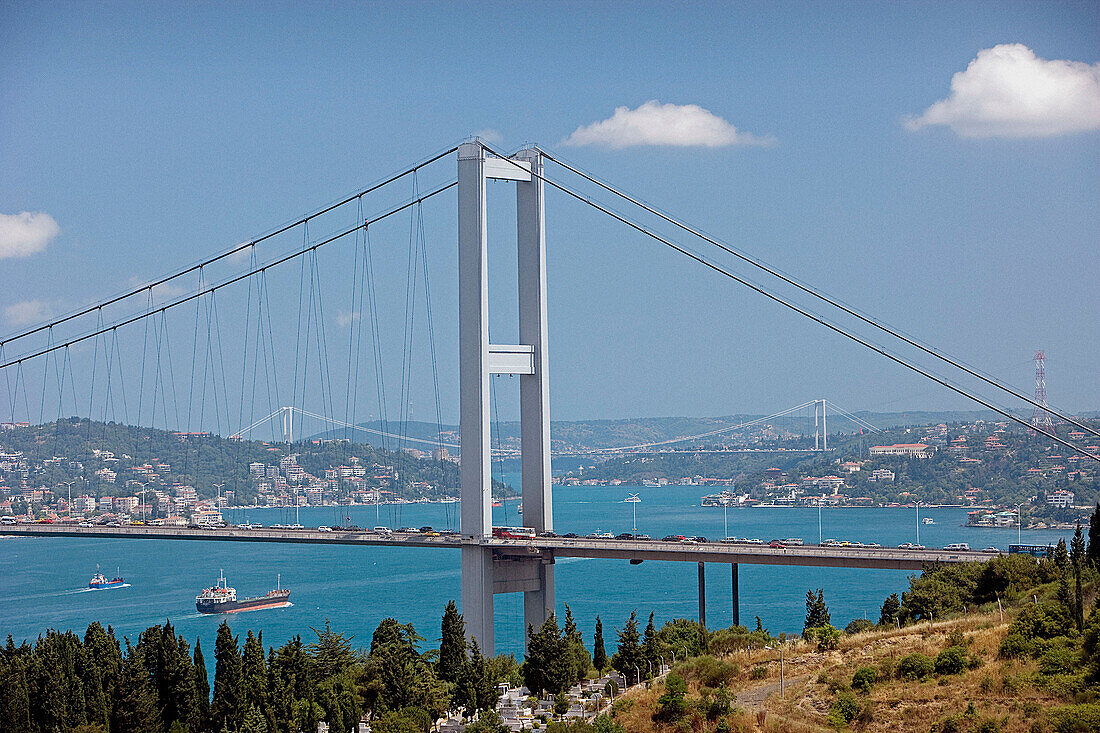 Bosphorus Bridge and Fatih Sultan Mehmet Bridge,  Bosphorus Strait,  Istanbul,  Turkey