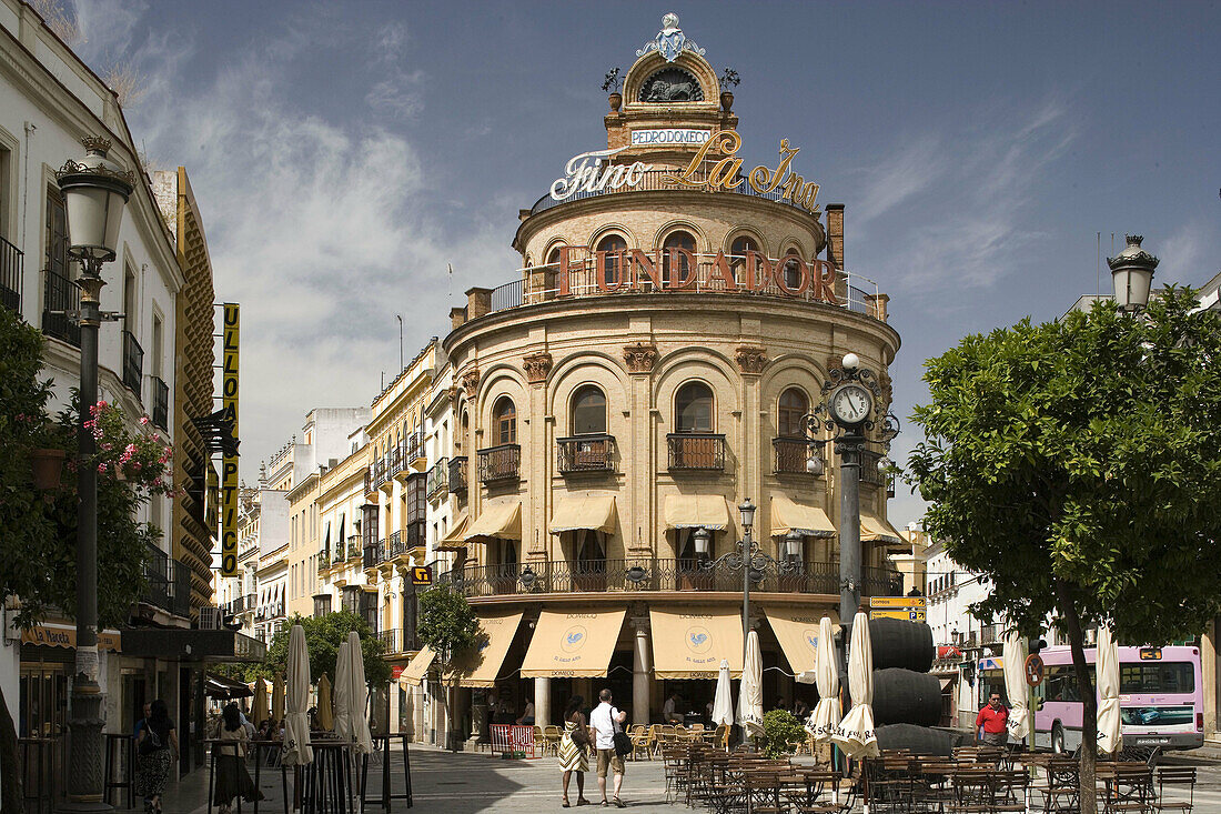 Building on the corner of Calle Ancha, Jerez de la Frontera. Cadiz province, Andalucia, Spain