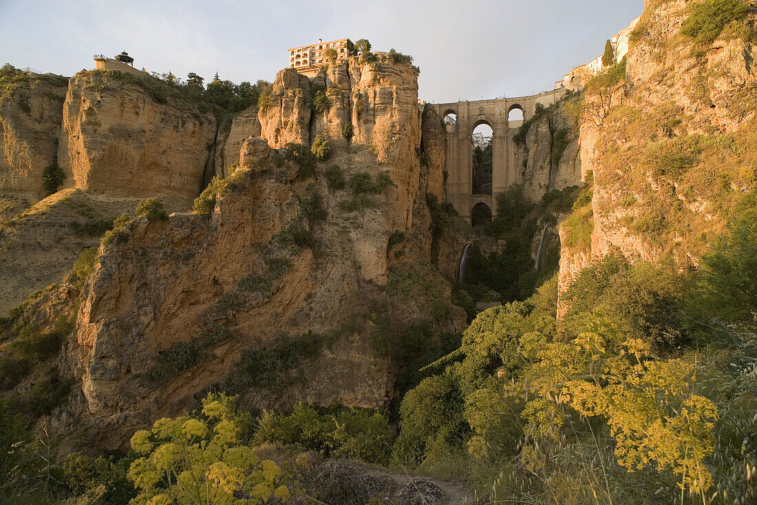 Tajo gorge and Puente Nuevo (new bridge), Ronda. Malaga province, Andalucia, Spain