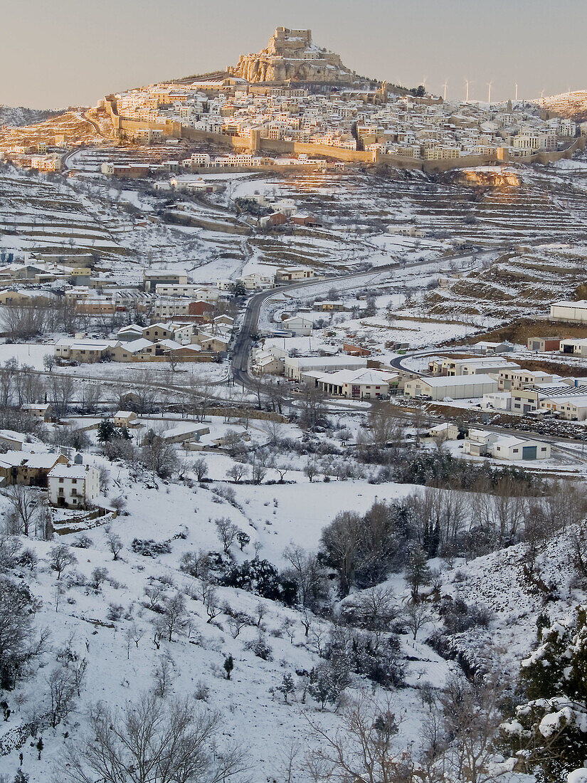 Morella in winter. Castellon province, Comunidad Valenciana, Spain
