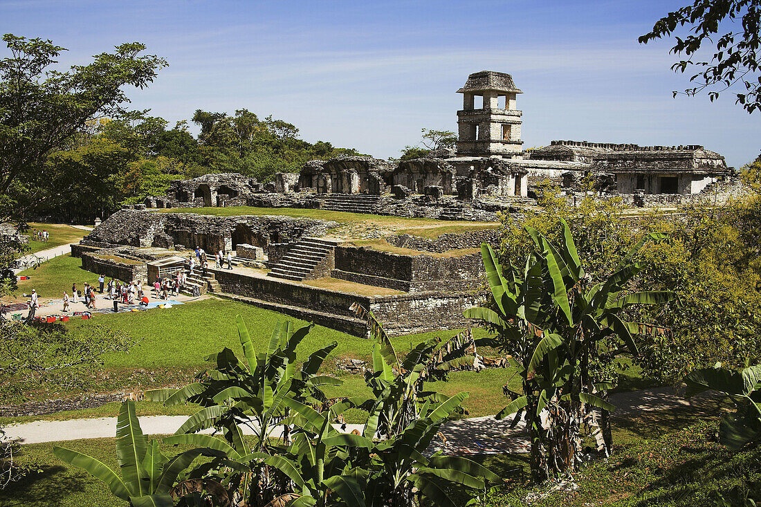 El Palacio, The Palace, Palenque Archaeological Site, Palenque, Chiapas State, Mexico