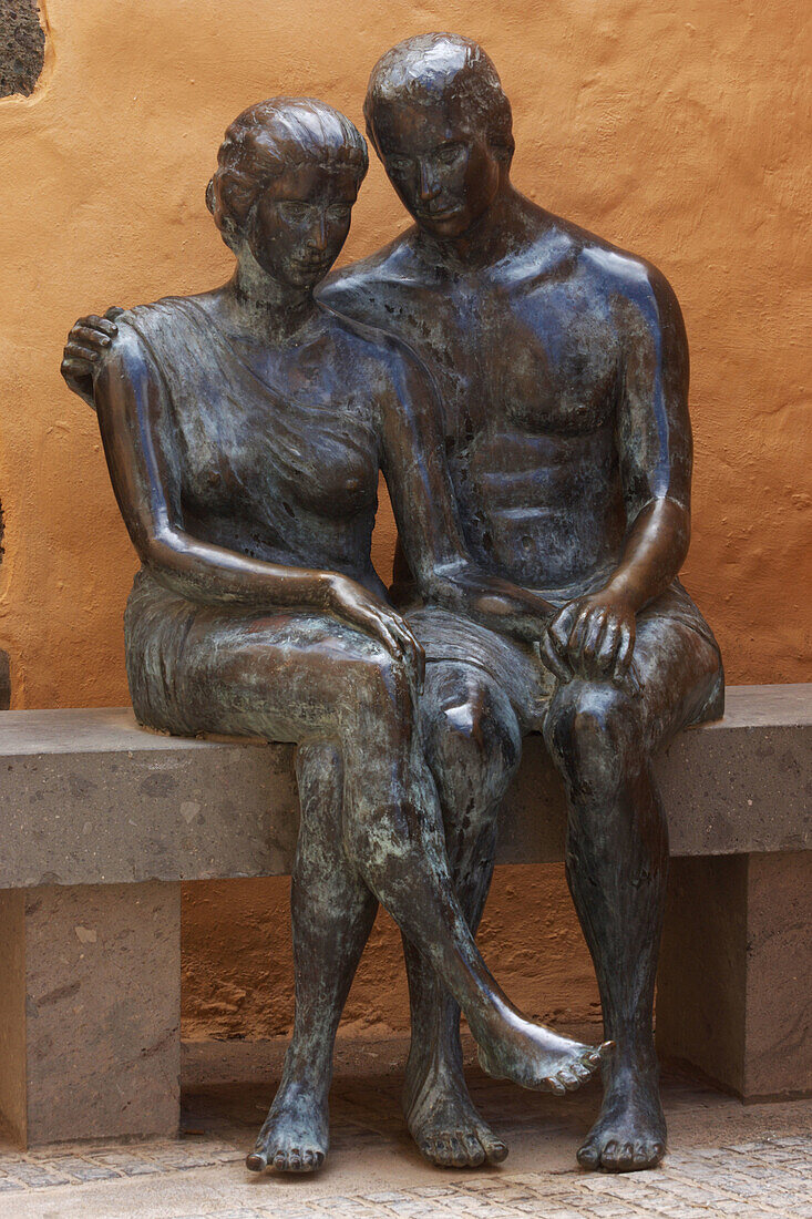 Aspectos de Amor bronze statue in Aguimes on Gran Canaria in The Canary Islands.