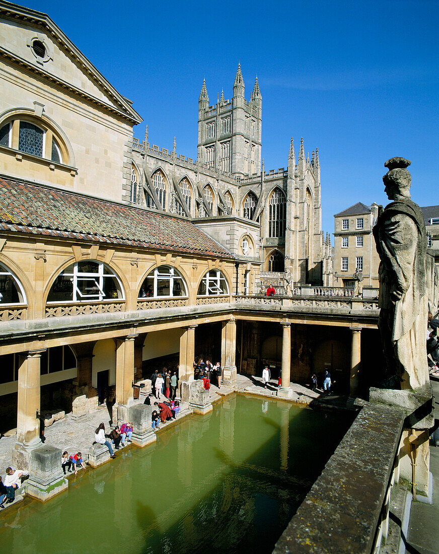 View of the Roman Baths, Bath, Avon, UK, England