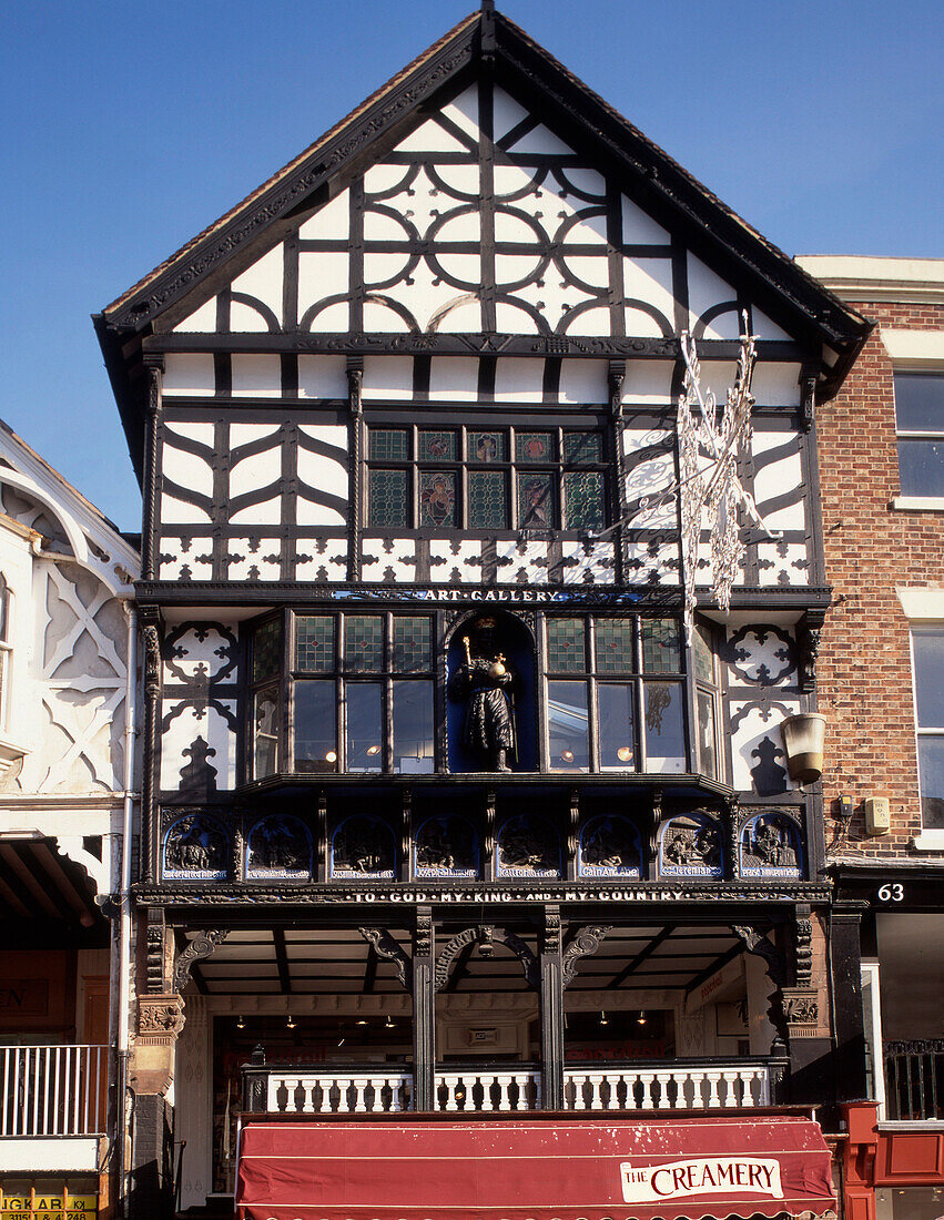Half timbered house in Bridge Street, Chester, Cheshire, UK, England