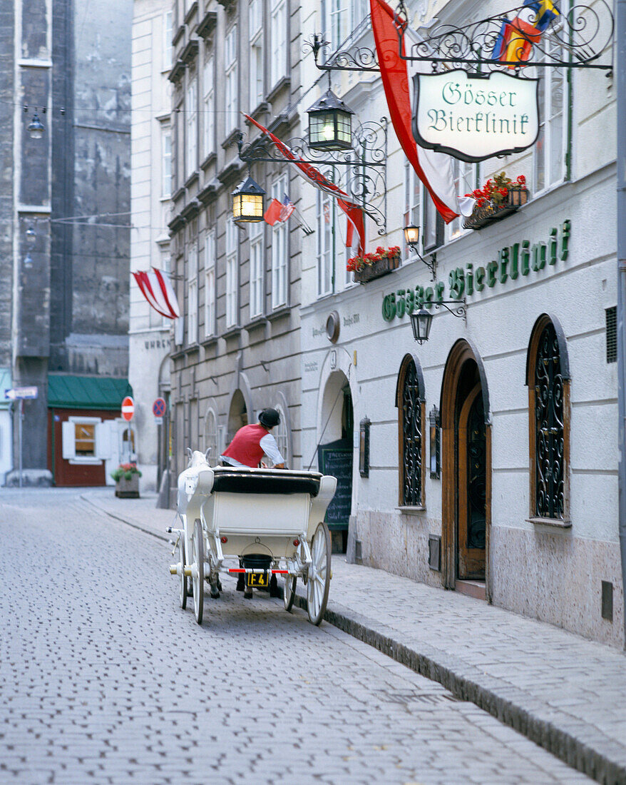 Street scene with Fiaker in the Old Town, Vienna, Austria