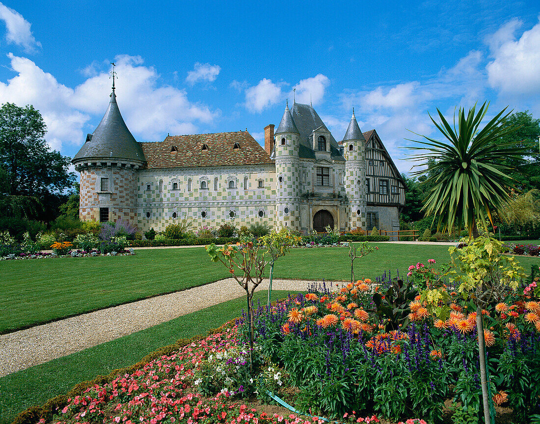Chateau and gardens, Chateau St Germain de Livet, Normandy, France