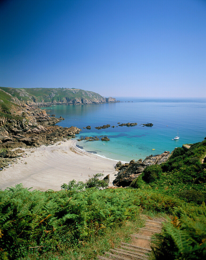 View over the bay, Petit Bot Bay, Guernsey, UK, Channel Islands