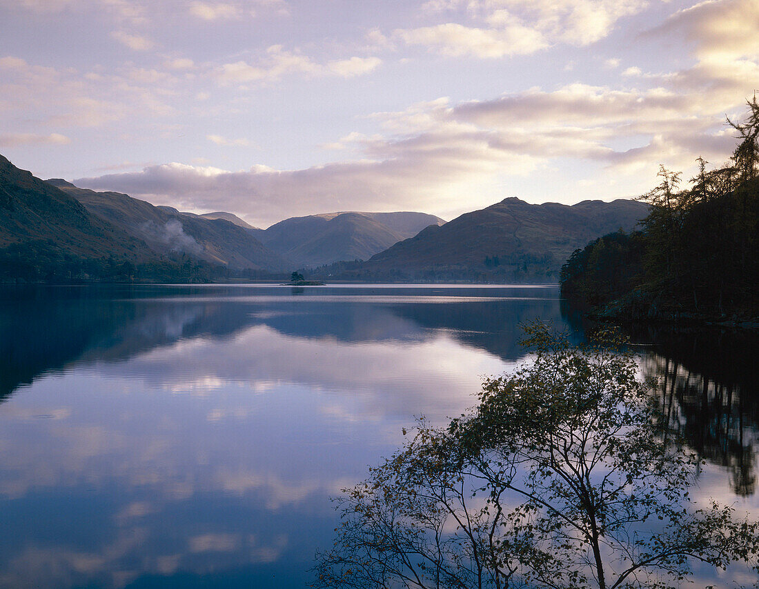 View at dusk, Ullswater, Cumbria, UK, England