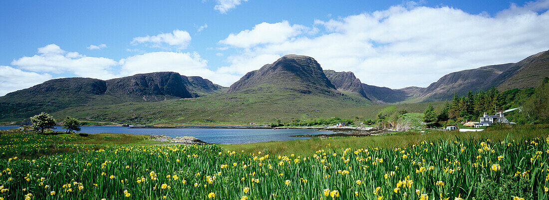 View with Kishorn at Base, Applecross Mountains (Loch Carron), Highland, UK, Scotland